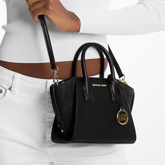 Michael Kors  Avril Extra-Small Leather and Suede Satchel Bag Black Multi - Picture 3 of 9